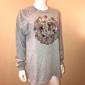 Colorful Iridescent Minnie Mouse Long Sleeve Graphic Tee Womens Size Large